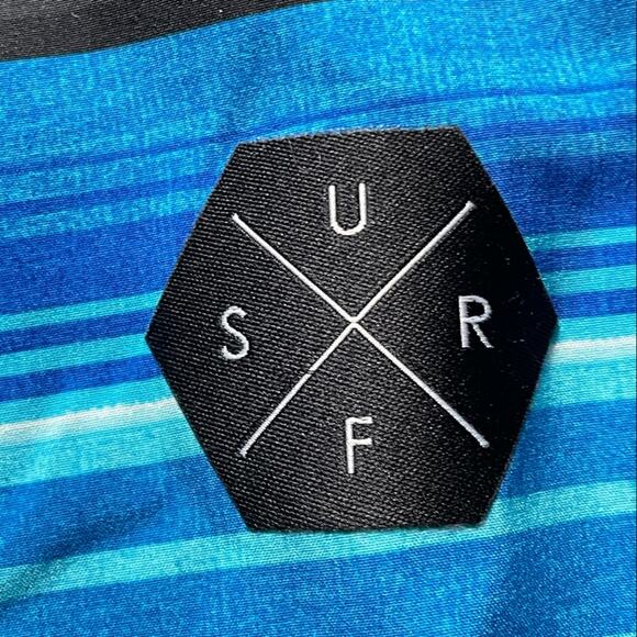 George Aqua Blue Striped Front Tie Swim Trunks Board Shorts size 36 - Picture 7 of 8